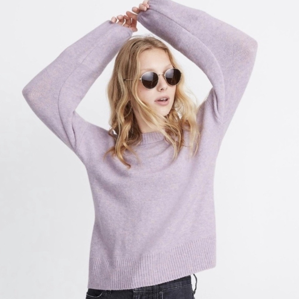Madewell Payton Pullover Sweater in Coziest Yarn Purple Small Merino/Alpaca Wool
